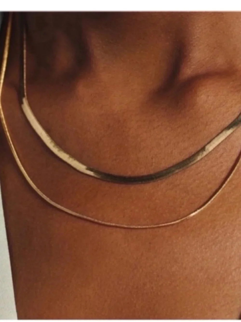 New! Gold Herringbone Snake Chain Necklace Stack Set (2002) NWOT